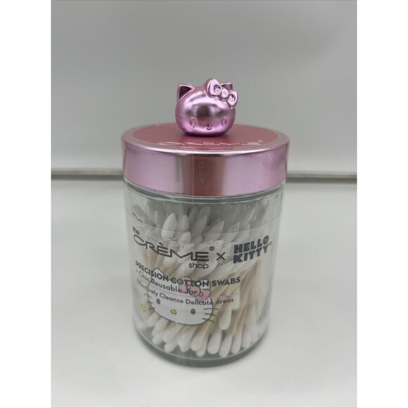 The Creme Shop x HELLO KITTY limited Edition Glass Jar Cotton Swabs Sealed-Pink! - Picture 1 of 7